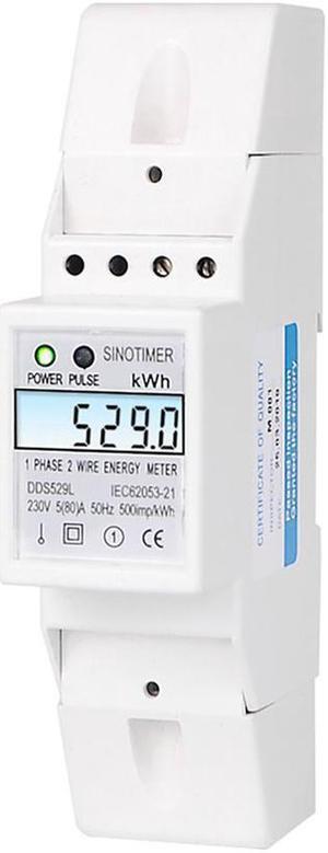 Residential 2 Wire Single Phase Din Rail Energy Meter Electric KWH Meter With Backlight AC 230V 5-80A For Saving Power Energy