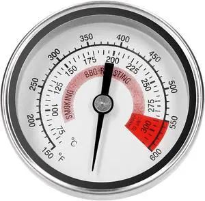 Stainless Metal Dial Thermometer 75-300℃ / 150-600℉ Dual Scale 2.2 Inch Dial 2.6 Inch Stem Length Thermometer Gauge for Boilers Pipes Industry BBQ