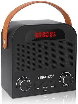 Fineblue FM888 Tws Bluetooth Speaker Mobile Phone Overweight Subwoofer Steel Gun Fans Wireless Sound Portable Alarm Clock TF Aux (Black)