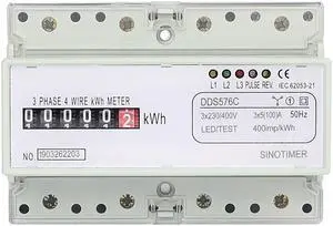 5(100)A 380VAC 50/60Hz Three Phase 4 Wire Analog Energy Counter Simulate Power Monitor DIN Rail with Pulse Output