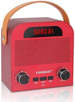 Fineblue FM888 Tws Bluetooth Speaker Mobile Phone Overweight Subwoofer Steel Gun Fans Wireless Sound Portable Alarm Clock TF Aux (Red)
