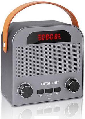 Fineblue FM888 Tws Bluetooth Speaker Mobile Phone Overweight Subwoofer Steel Gun Fans Wireless Sound Portable Alarm Clock TF Aux (Gray)