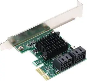 PCI-E to 4 Ports SATA3.0 Adapter Card PCI-E to SATA3.0 Expansion Card 6Gbps Transmission Rate Multiple Systems Compatible