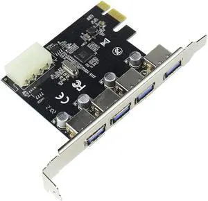4 Port USB 3.0 PCI-e Expansion Card PCI Express PCIe USB 3.0 Hub Adapter 5Gbps Riser Controller Extender with 4Pin Power
