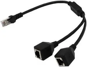 1 Male to 2 Female Socket Port LAN Ethernet Network RJ45 Plug Splitter Extender Adapter Connector Cable Extension Cable