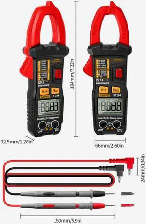 ST194 Digital Clamp Meter Multimeter DC/AC Current Tester 600V Voltage True RMS Amp Meters 6000 Count Capacitor
