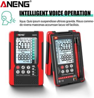 ANENG Q60S Digital Multimeter Smart Mini Professional True Rms Multimeter AI Speech Recognition Transistor Tester 6000 Counts - Red(no box)