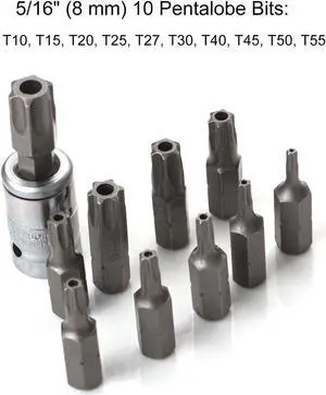 34Pcs E-Torx Sockets Bit Set Male Female E-torx Bits 3/8'' 5/16'' Drive Kit ith Storage Box