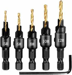 Twist Drill Portable Countersunk Twist Drill Set 5#-12# Smooth Chip Removal Screw Cap Opener Sharp Tooth Edge