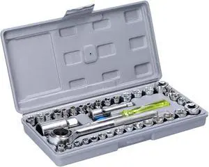 40 PCS Socket Set Practical Motorcycle Bicycle Auto Repairs Tool Set Household Hardware Tools Sleeve Ratchet Wrench Combination Tool Set with Storage Box