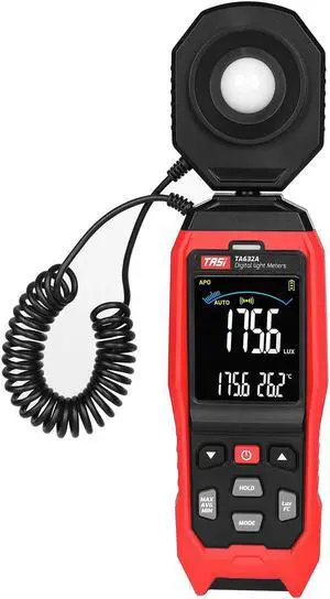 TASI TA632A LCD Digital Light Meter Mini Digital Lux Meter Handheld Illuminometer Luminometer Photometer Luxmeter Light Meter 0-200000 Lux