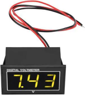 Digital Voltmeter 0.56 inch LED Display Waterproof High Accuracy DC Voltage Meter Panel 2 wires Voltage Panel Yellow DC5V-130V