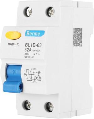 BL1E-63 32A 1P+N RCCB Residual Current Circuit Breaker 230V 30mA Short Circuit Protection Current Circuit Breaker