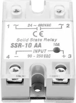 Solid State Relay Module SSR AC-AC Input 90-250V AC Output 24-480V AC Solid State Relay SSR-10 AA 10A