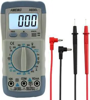 A830L Portable Digital Multitester Backlight Ammeter Voltmeter Handheld LCD Digital Multimeter Current Tester - Grey