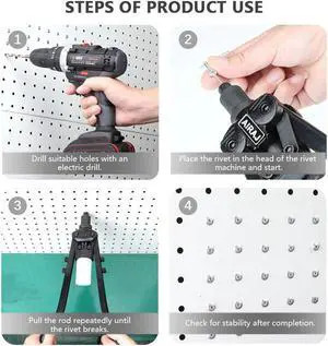 Rivet Gun Heavy Duty Single Hand Manual Riveter for Metal Automotive Repairing Railway for 3/32 Inch 1/8 Inch 5/32 Inch 3/16 Inch 1/4 Inch Aluminium Stainless Steel Rivets Black