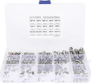 300Pcs Set Screw Hex Socket Stainless Steel 304 Fasteners for Electronics Industry Fasteners