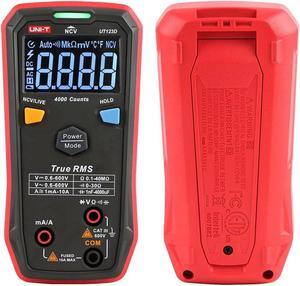 UNI-T Palm-sized Digital Multimeter AC/DC True-RMS Multimeter 4mF(4000uF) Large Capacitance Meter Auto-ranging Multi Tester with Resistance Capacitance Diode Continuity NCV Live Wire Tests