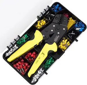 Crimping Tool Kit Includes 24-10 AWG Ratcheting Wire Crimper Plier 600pcs Insulated Wire Connectors Pin Terminals 40pcs Cable Ties