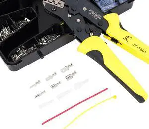 Crimping Tool Kit Includes 26-16 AWG Ratcheting Wire Crimper Plier 280pcs Male Female Wire Spade Connectors 140pcs Insulation Sleeves 40pcs Cable Ties
