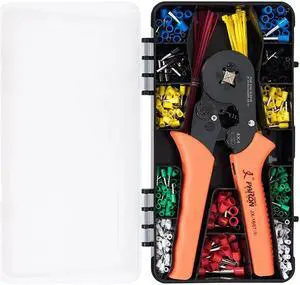 Crimping Tool Kit Includes 24-10 AWG Adjustable Ratchet Wire Crimper Plier 600pcs Insulated Wire Connectors Pin Terminals 40pcs Cable Ties