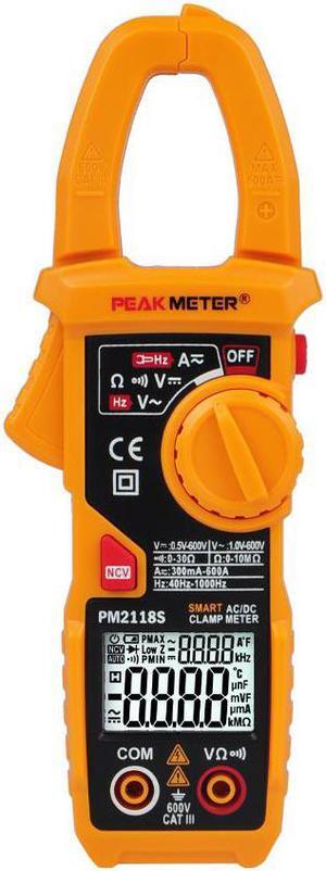 NEW PEAKMETER PM2118S Portable Smart AC/DC Clamp Meter Multimeter AC Current Voltage Resistance Continuity Measurement Tester with NCV