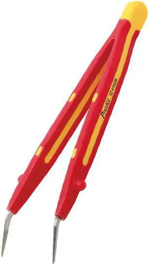 Pro'sKit TZ-V302B Electrician Curved Pointed Stainless Steel Tweezers Resistance To High Pressure Lnsulated Tweezers