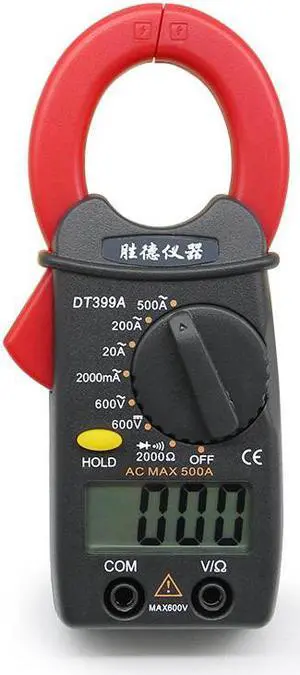 DT399A Digital Clamp Meter Mini Ammeter Clamp Multimeter Small Current Meter Voltage Current Resistance Tester - Bag
