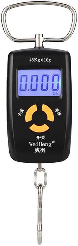 Portable Digital hanging hook fish scale 45kg/10g for Traveling Suitcase baggage pocket Luggage Scale weight bags scale (Black)