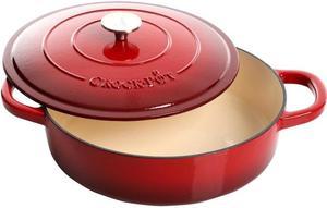 Crock Pot 112000.02 Artisan 5 Quart Enameled Cast Iron Braiser Pan Scarlet Red