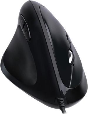 ADESSO TAA Compliant Left-Handed Vertical Ergonomic Mouse IMOUSE E7-TAA Black 6 Buttons 1 x Wheel USB Wired Optical Mouse