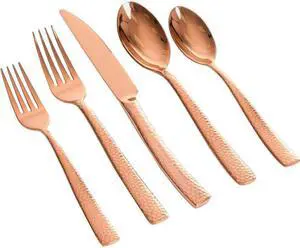 Gibson Elite Stonehenge 20 Piece Flatware Set Rose Gold 795762