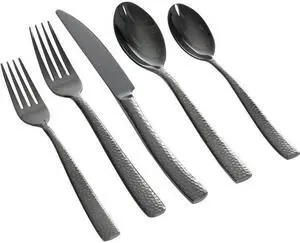 Gibson Elite Stonehenge 20 Piece Flatware Set Black 795752