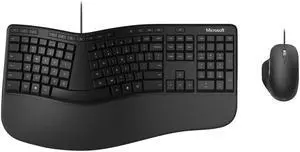 Microsoft Ergonomic Desktop For Business keyboard mouse set USB English black