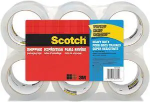 scotch heavy duty shipping packaging tape, 6 refill rolls, 1.88" x 54.6 yards, 3" core, clear, great for packing, shipping & moving 38506