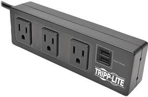 Tripp Lite Protect It! 3-Outlet Surge Protector with Desk Clamp & 2 USB Ports