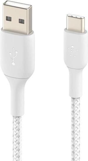 Belkin Braided USB-C to USB-A Cable (2m / 6.6ft, White) CAB002BT2MWH