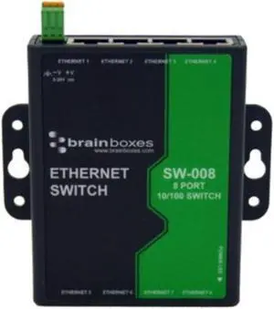 Brainboxes 8 Port Unmanaged Ethernet Switch Wall Mountable SW008