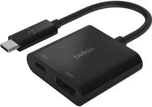 Belkin USB-C to HDMI Adapter W/ USB-C Charge Adapter, 4K UHD Video Passthrough, Up to 60W Power Output, Compatible with All your USB-C Devices