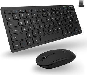Macally 2.4G Wireless Keyboard and Mouse Combo - Low Profile, Compact Small Keyboard Mouse Set for PC Computer, Desktop, Laptop, Surface Pro, Smart TV - Compatible with Windows 10/8/7/Vista/XP, etc.
