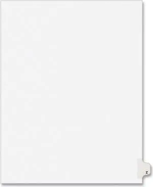 Avery 01426 Avery-Style Legal Side Tab Dividers, One-Tab, Title Z, Letter, White, 25/Pack