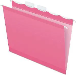Pendaflex 90240 Ready-Tab Colored Reinforced Hanging File Folders, Letter, Pink, 20/Box