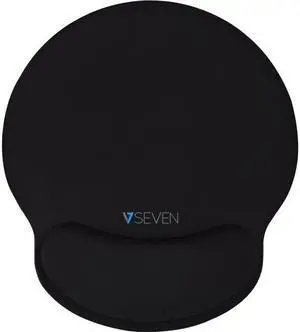 V7 Visco Foam Non-Skid Mouse Pad With Wrist Pillow Black (MP03BLK)