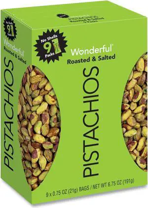 Wonderful No Shells Pistachios Roasted and Salted 0.75 oz 36 Bags/Carton