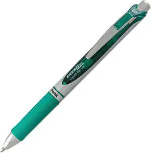 EnerGel RTX Gel Pen Retractable Medium 0.7 mm Green Ink Green/Gray Barrel BL77D
