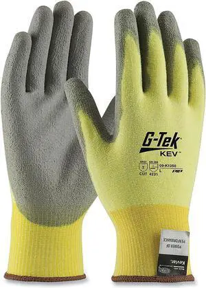 G-Tek KEV Cut-Resistant Seamless-Knit Gloves Large Size 9 Yellow/Gray 12 Pairs 09K1250L