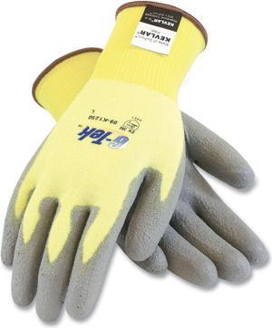 G-Tek KEV Cut-Resistant Seamless-Knit Gloves Medium Size 8 Yellow/Gray 12 Pairs 09K1250M