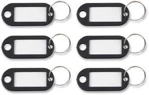 KEY TAGS LABEL WINDOW, 0.88 X 0.19 X 2, BLACK, 6/PACK