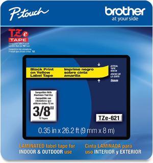Brother P-touch TZe-621 Label Maker Tape 0.35"W Yellow/Black TZE621CS