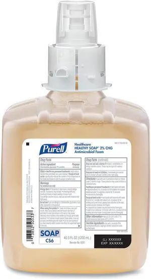 Healthy Soap 2.0% CHG Antimicrobial Foam for CS6 Dispensers Fragrance-Free 1200 mL 2/Carton 658102